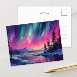 Cartão Postal Norte Luzes Vibrantes Paisagem Noturna Abstrato<br><div class="desc">Uma impressionante pintura paisagística moderna do céu noturno iluminada pelas luzes do norte, com cores vibrantes e pinceladas dinâmicas de abstrato. Os traçados robustos capturam o movimento da aurora borealis, criando um senso de maravilha e admiração. O ousado uso da cor e da técnica expressiva dá vida à beleza natural...</div>