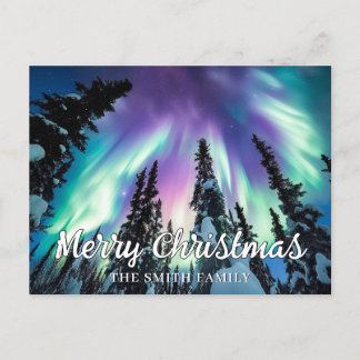 Cartão Postal Nortes Luzes de inverno Floresta Feliz Natal