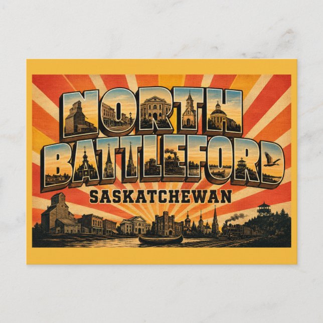 Cartão Postal North Battleford Saskatchewan Rio Cidade (Frente)