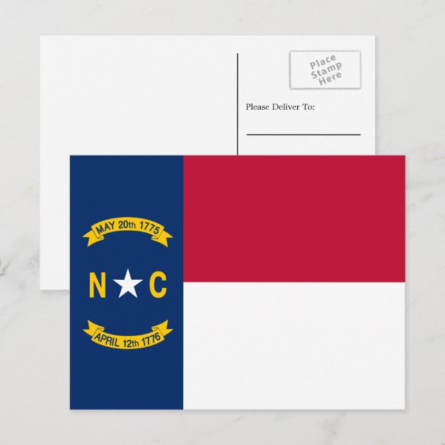 Cartão Postal North Carolinian Flag, Bandeira da Carolina do Nor (Frente/Verso)