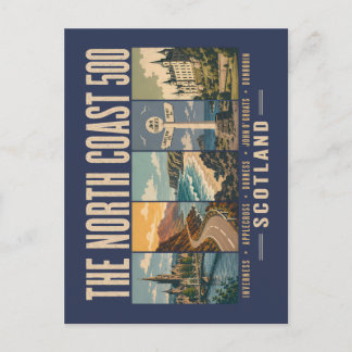 Cartão Postal North Coast 500 Scotland Landmarks Illustration