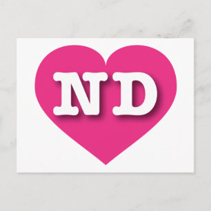 Cartão Postal North Dakota Hot Pink Heart - Big Love