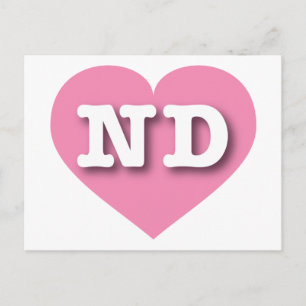 Cartão Postal North Dakota Pink Heart - Eu amo ND