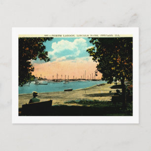 Cartão Postal North Lagoon, Lincoln Park, Chicago Vintage