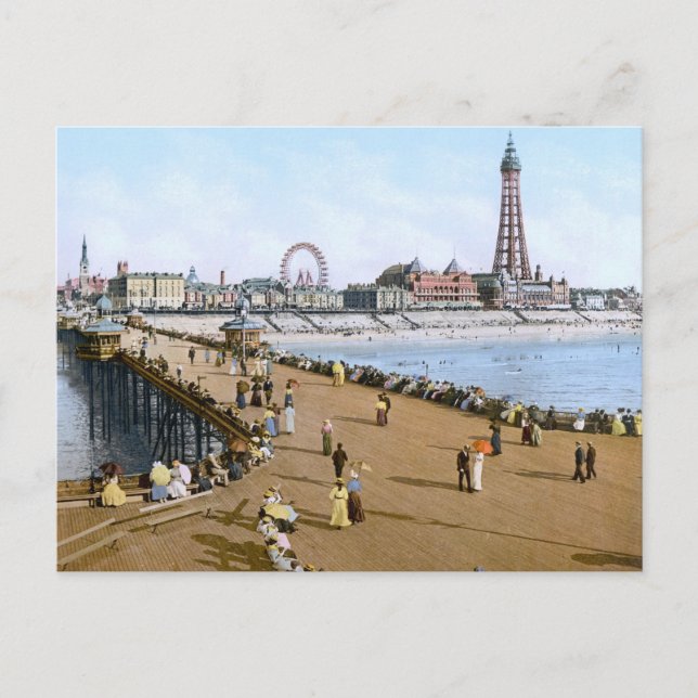 Cartão Postal North Pier em Blackpool, Inglaterra (c. 1900) (Frente)
