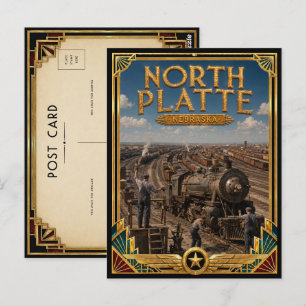 Cartão Postal North Platte Nebraska Arte Deco Vintage Idade Dour