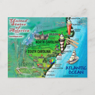 Cartão Postal North South Carolina USA Card