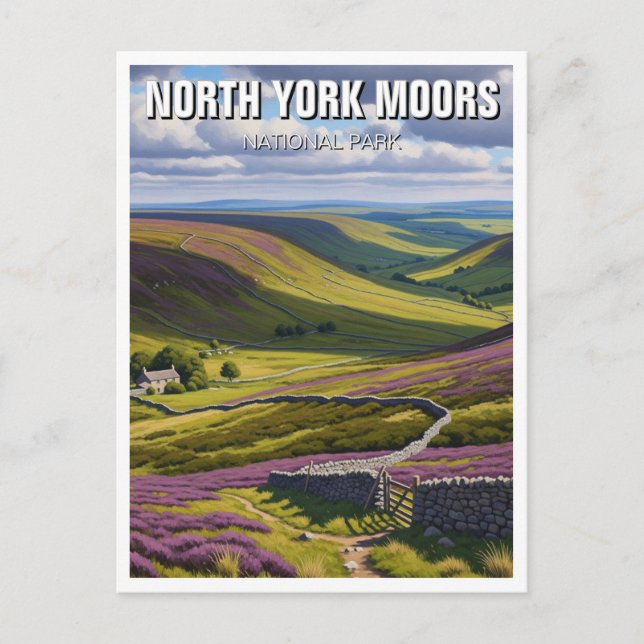 Cartão Postal North York Moors National Park Inglaterra (Frente)