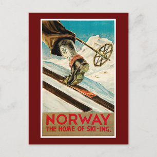 Cartão Postal Noruega A Casa da Viagens vintage de Esqui