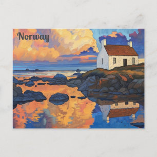 Cartão Postal Noruega Ilhas Lofoten Aquarela Viagem Norueguesa