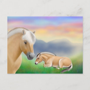 Cartão postal norueguês para cavalos de fiorde