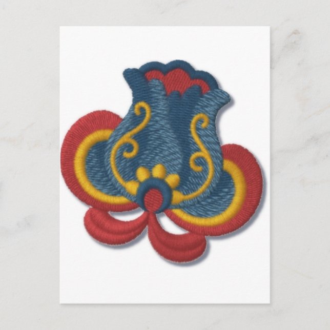 Cartão Postal Norueguês Rosemaling Tulip (Frente)