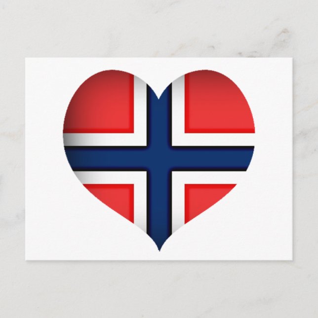 Cartão Postal Norway Flag Heart (Frente)