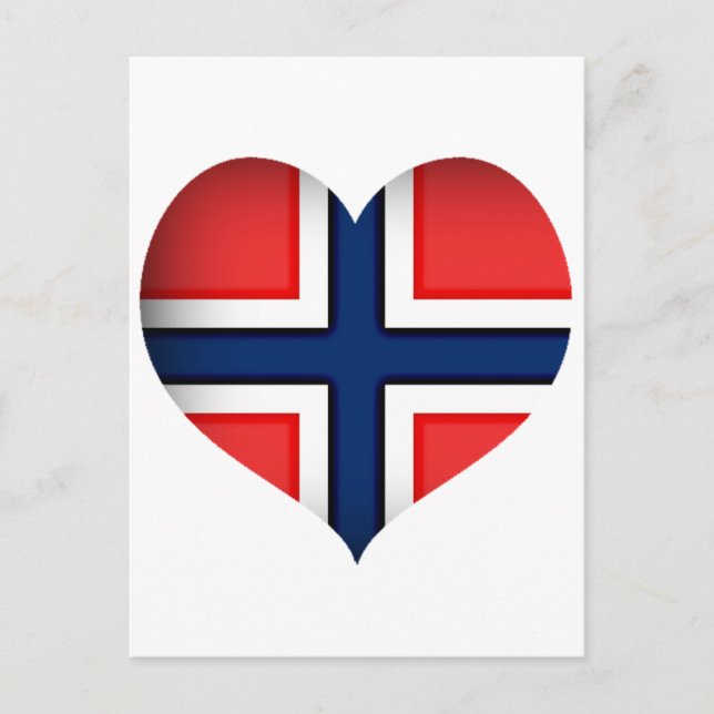 Cartão Postal Norway Flag Heart (Frente)