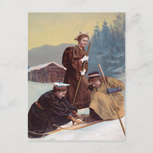 Cartão Postal Norwegian Skiers