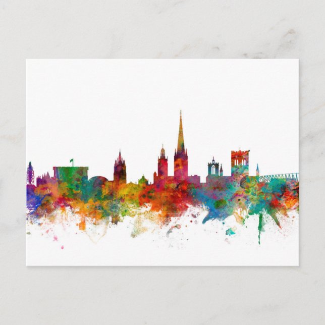 Cartão Postal Norwich England Skyline (Frente)