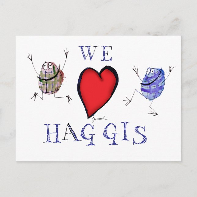 Cartão Postal nós amamos haggis (Frente)