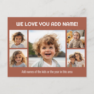 Cartão Postal Nós Amamos Papai ou Vovô - 5 Colagem de Fotos