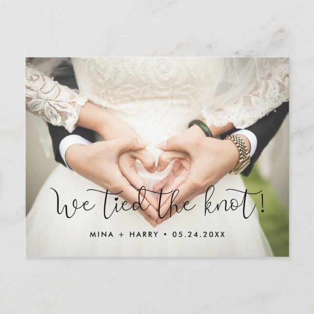 Cartão Postal Nós amarramos a foto do casamento Whimsical. (Frente)