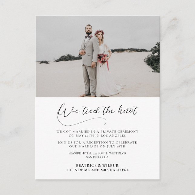 Cartão Postal Nós amarramos o anúncio romântico Elegante (Frente)