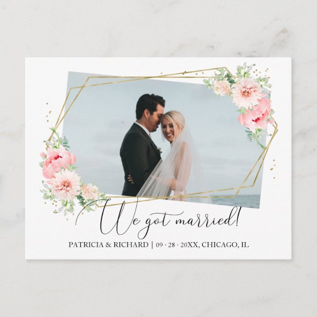 Cartão Postal Nos Casamos Com Anúncio Floral Eloped (Frente)