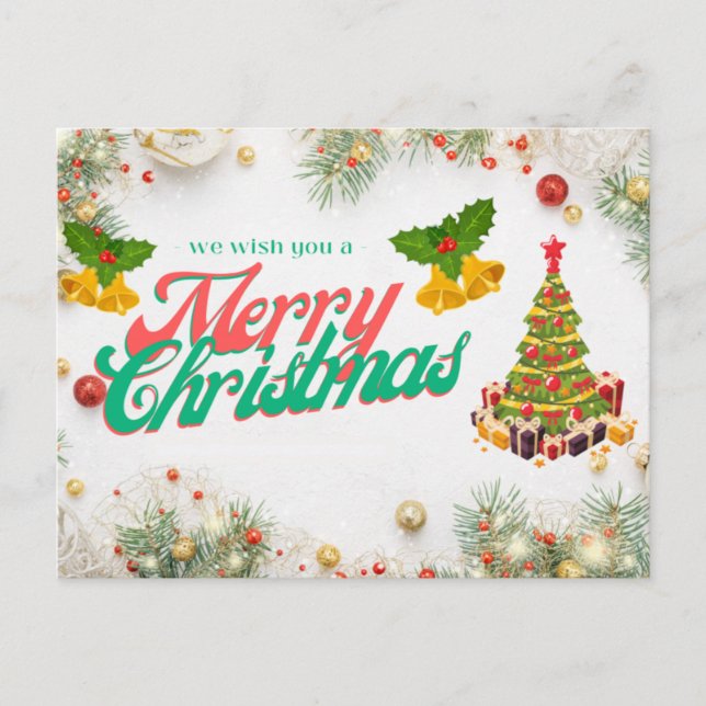 Cartão Postal Nós Desejamos um Feliz Natal (Frente)