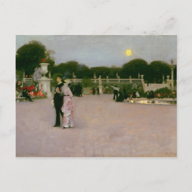 Cartão Postal Nos Jardins de Luxemburgo 1879 John Singer Sargent (Frente)