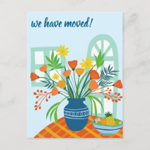Cartão Postal NÓS MOVEMOS Buquê Floral Novo Endereço Doméstico