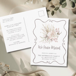 Cartão Postal Nós Mudamos Boho Blush Rosas Novo Endereço