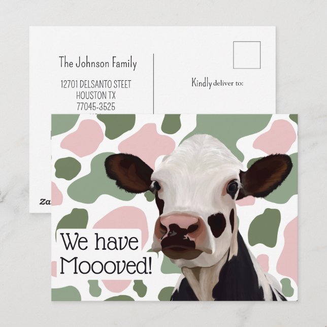 Cartão Postal Nós Mudamos De Diversão E Anunciação Punny (Frente/Verso)