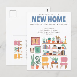 Cartão Postal Nós Mudamos de Endereço Mudança Sala de Estar Fofa