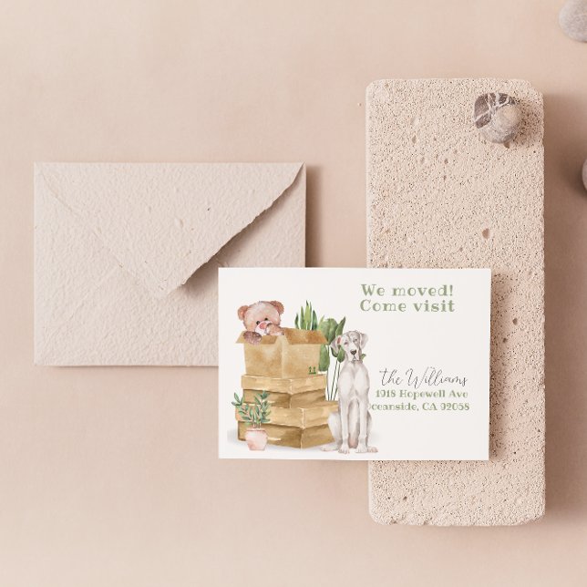 Cartão Postal nós mudamos, novo anúncio do cachorro de endereço (Criador carregado)