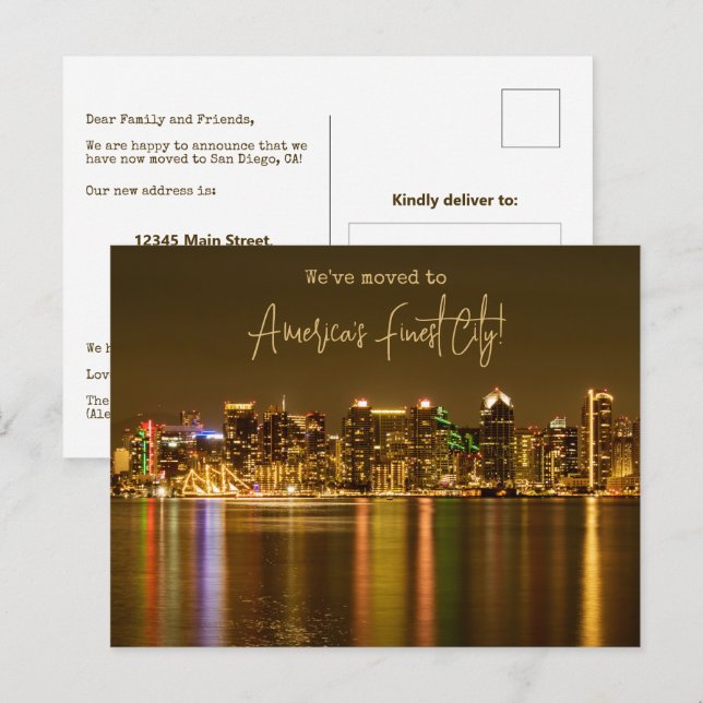 Cartão Postal Nos mudamos para San Diego para o lançamento (Frente/Verso)