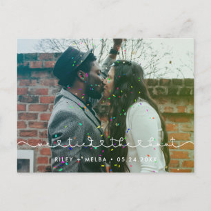 Cartão Postal Nós nos casamos Fonte de foto de coração conectant