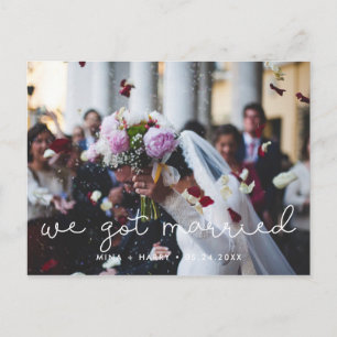 Cartão Postal Nós nos casamos Foto de casamento com roteiro fofo