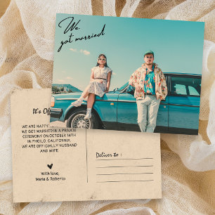 Cartão Postal Nós nos casamos Foto estilosa retrô vintage