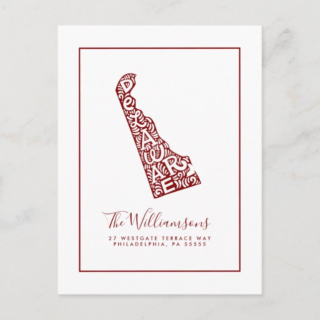 Cartão Postal Nós nos movemos | Novo Endereço | Delaware (Frente)