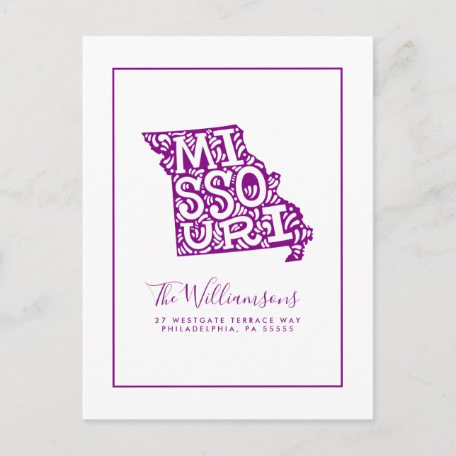 Cartão Postal Nós nos movemos | Novo Endereço | Missouri (Frente)