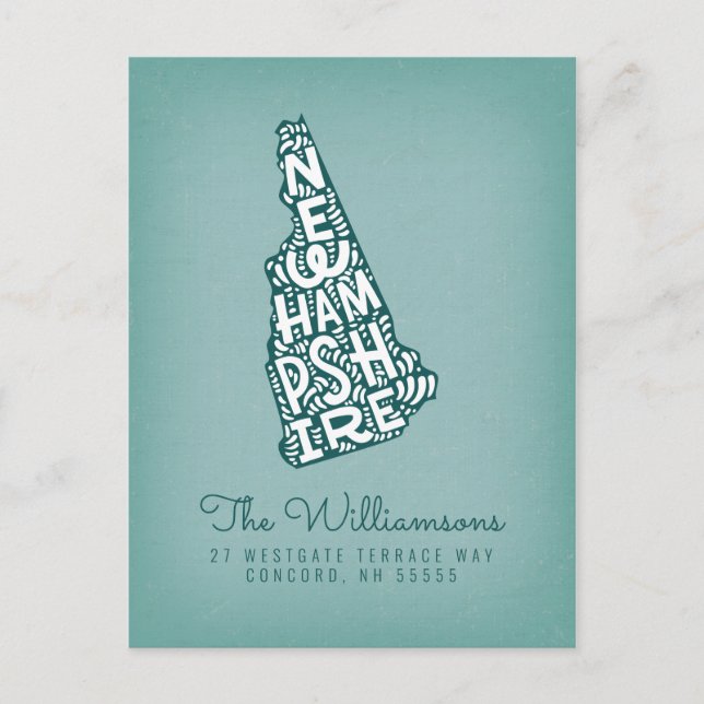 Cartão Postal Nós nos movemos | Novo Endereço | Nova Hampshire (Frente)