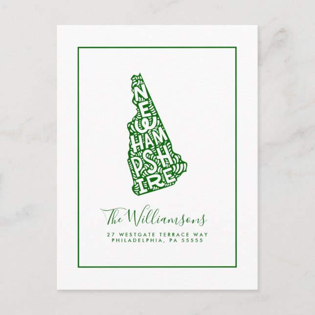 Cartão Postal Nós nos movemos | Novo Endereço | Nova Hampshire (Frente)