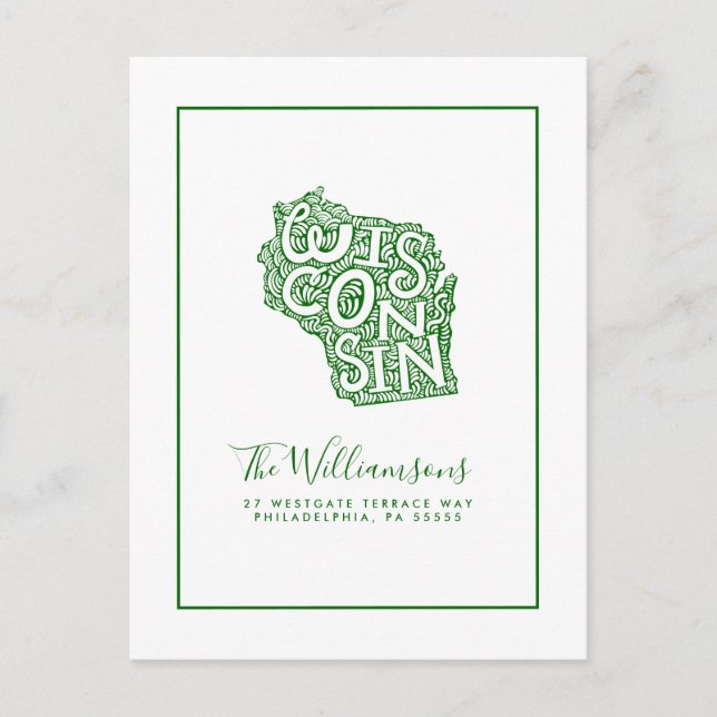 Cartão Postal Nós nos movemos | Novo Endereço | Wisconsin (Frente)