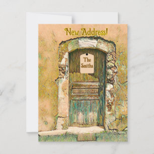 CARTÃO POSTAL NÓS NOS MOVEMOS! PORTA DE MADEIRA PINTADA RUSTICA
