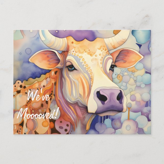 Cartão Postal Nós nos Mudaaaamos! Vaca Artística (Frente)