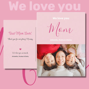 Cartão Postal Nós Te Amamos Mãe Rosa Minimalista Foto
