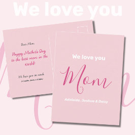 Cartão Postal Nós Te Amo Mãe Rosa Minimalista