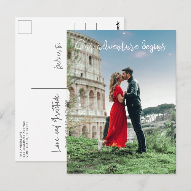 Cartão Postal Nossa Aventura Começa O Casamento Da Lua De Honra  (Frente/Verso)