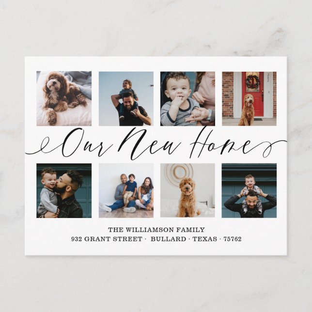 Cartão Postal Nossa Nova Colagem de Fotografias de Script Elegan (Frente)