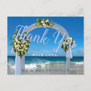 Cartão Postal Nosso Casamento de Praia Obrigado