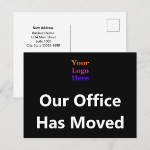 Cartão Postal Nosso escritório mudou seu logotipo preto e branco