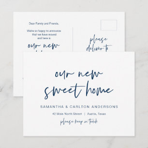Cartão Postal Nosso novo Anúncio de Endereço Sweet Home, Po mode